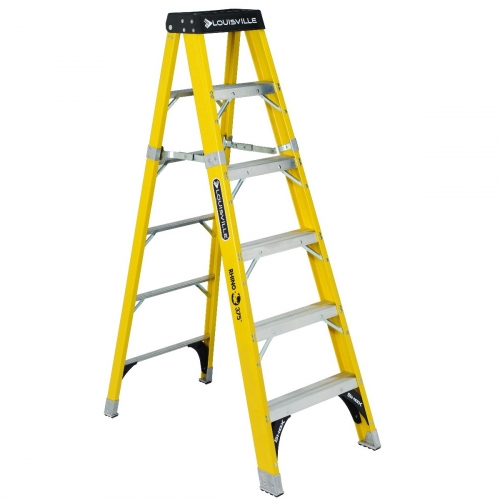 Louisville FS1106HD Fiberglass Step Ladder 6 ft. 375 lb. Load Capacity ...