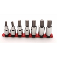 Hex Bit Sockets with Standard Bit 1/2" Drive, 7 Piece Set