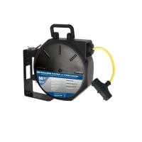 SJTW 3-Outlet Retractable Reel - Outdoor Plug, 50-Foot, Yellow & Black