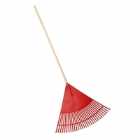 Wide Poly Leaf Rake, 30 Tines, Wood Handle 30"