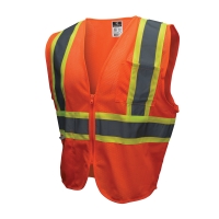 Economy Type R Class 2 Safety Vest with Two-Tone Trim - Hi-Vis Orange (L)