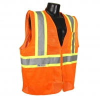 Economy Type R Class 2 Safety Vest with Two-Tone Trim - Hi-Vis Orange (XL)