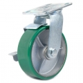 Heavy Duty Swivel Caster w/ Brake & Non-Marking Polyurethane Wheel (6")