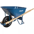 Steel Contractor Wheelbarrow with Wooden Handles & Flat Free Tire