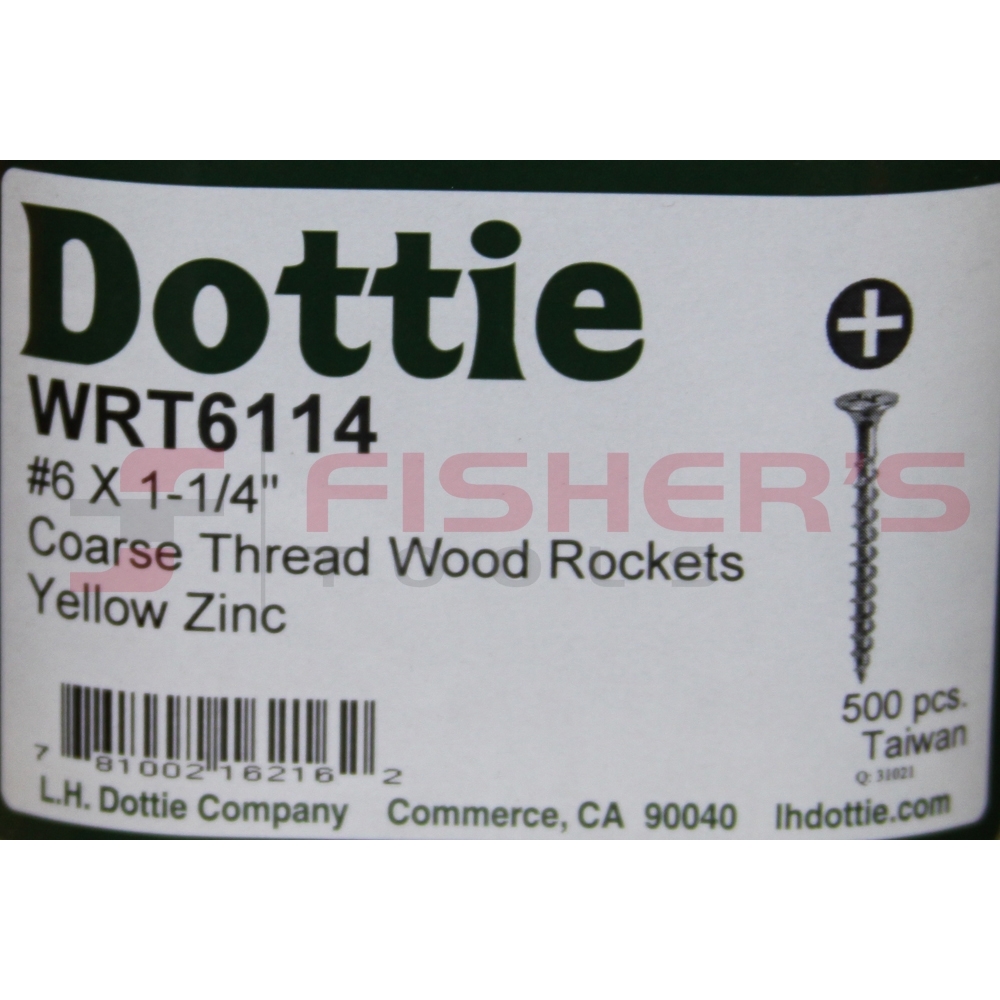 Dottie WRT6114 Phillips Bugle Head Drywall Screw Wood Rockets (500) 6 x